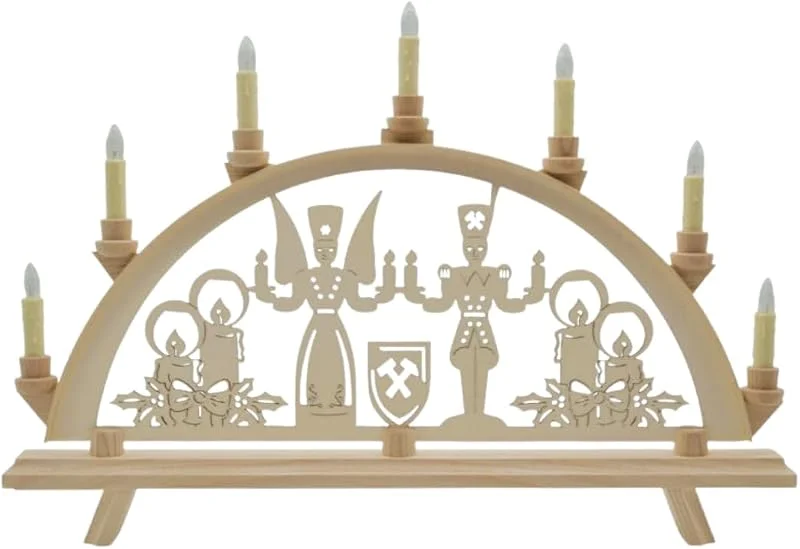 Besuche den Erzwelt-Store Lichterbogen DBR55 – Motiv Engel & Bergmann mit Kerzen — Weihnachtsdeko