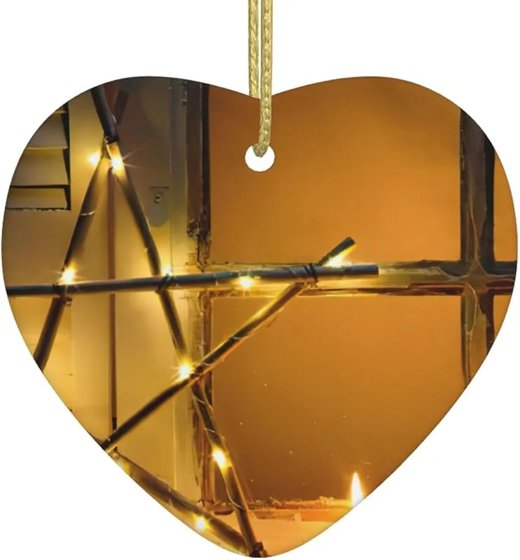 Marke: Dexnel Frohe Weihnachten Stern Herzförmiger Weihnachtsbaumschmuck mit goldenem Seil für Party-Dekoration zum Aufhängen — Weihnachtsdeko
