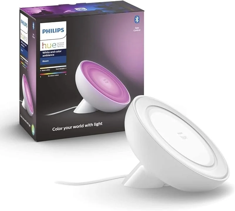 Philips Hue Bloom Tischleuchte, dekorative Beleuchtung, Weiß — Kerzenlicht Abendessen