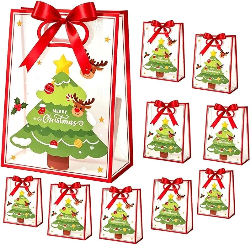 Marke: Generisch Weihnachtliche Kekstüten mit Griffen, 10 Stück, kleine Geschenktüten für — Geschenkverpackung