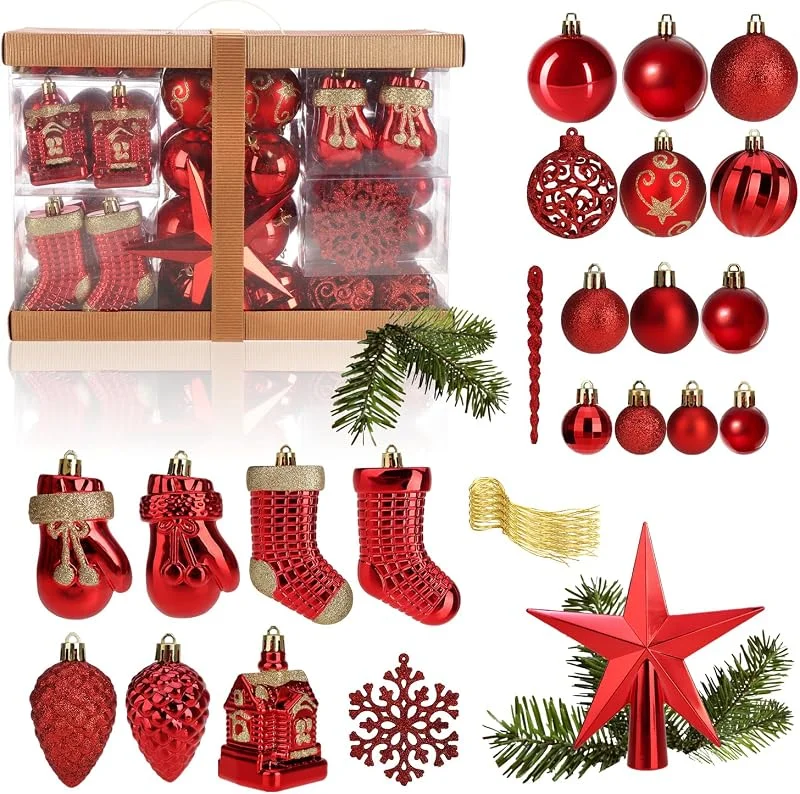Besuche den com-four-Store com-four® 128x Weihnachtskugeln, Christbaumkugeln bruchsicher — Weihnachtsdeko