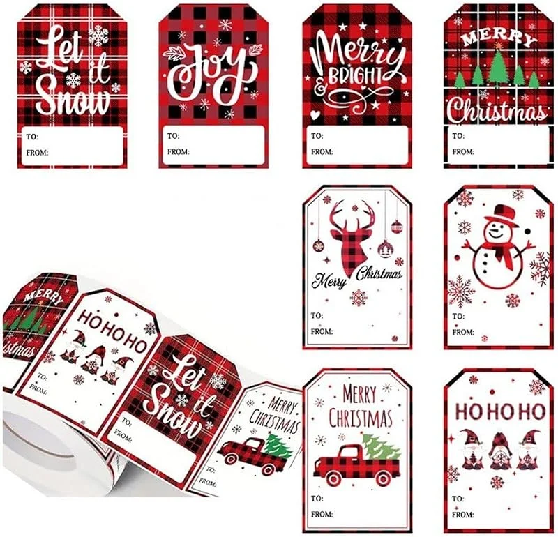 Marke: HiyyFloy 500 Stück, rolle Weihnachtsetiketten-aufkleber Weihnachtsnamensaufkleber Für Geschenke Weihnachtsnamensschilder Weihnachtsanhänger-aufkleber Geschenketiketten Weihnachtsetiketten Selbstklebend — Geschenkverpackung