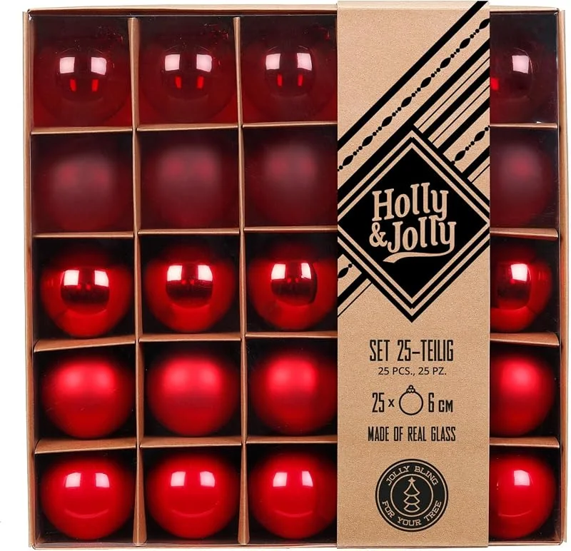 Marke: Holly & Jolly Holly & Jolly - Weihnachtskugeln Merry Red Flow, 25 Stück — Weihnachtsdeko