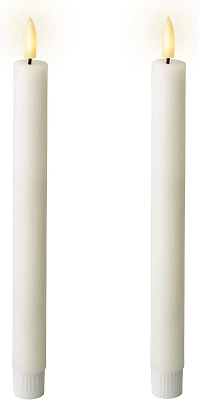 Marke: Lumineo Lumineo LED Kerzen mit Timerfunktion 24cm Wachs - 2er Set Echtwachskerzen batteriebetrieben - flackernde Flamme Effekt - Wachskerzen Stabkerzen Rustik Weiß Warmweiß — Kerzenlicht Abendessen
