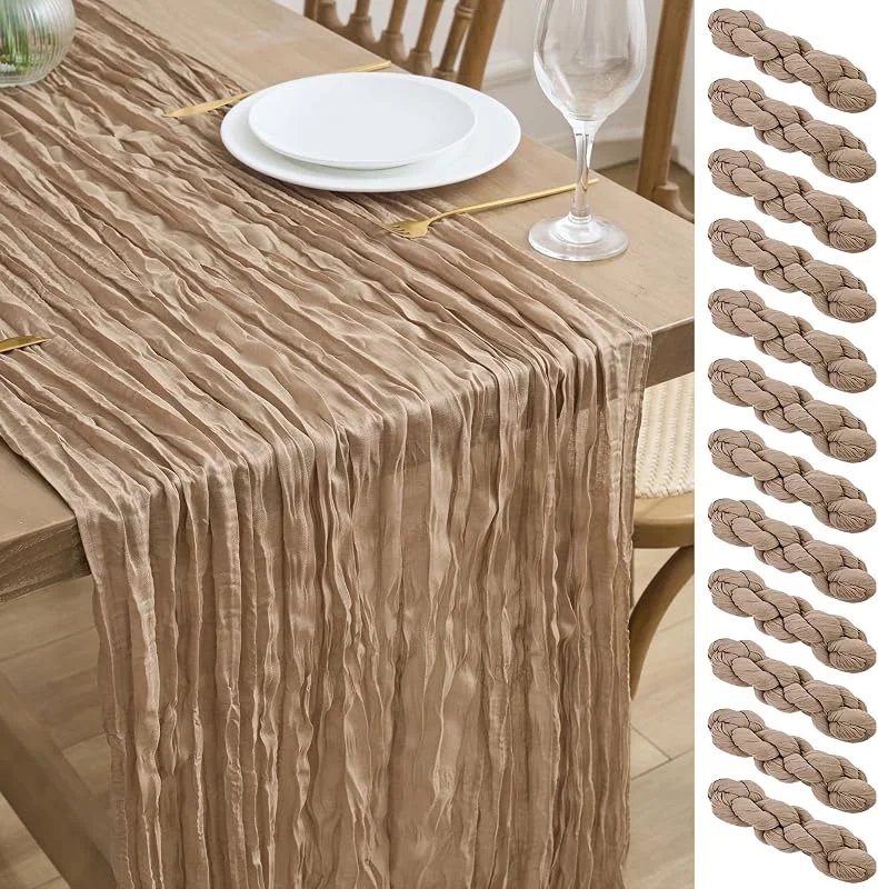 Marke: Asee'm Asee'm 12 Stück Seihtuch-Tischläufer 305 cm lang Nude Boho Gaze Käsetuch-Läufer 3 m rustikal durchscheinend Tischläufer für Weihnachten Hochzeit Party Babyparty Frühling Ostern Dekoration — Küche & Haushalt