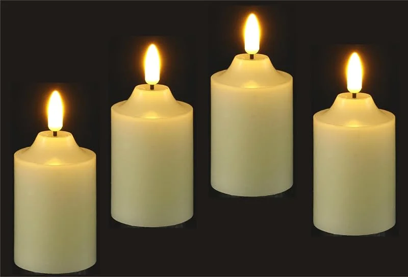 Besuche den Flair Flower-Store LED Kerzen Echtwachs 4er Set elektrische mit Timer Kerze LED-Kerze Warmweiß Stimmungslicht Lichter Dekoration Stumpenkerze große Adventskerzen Adventskranz Kranz romantisch Valentinstag, 7, 5cm — Advent und Tisch