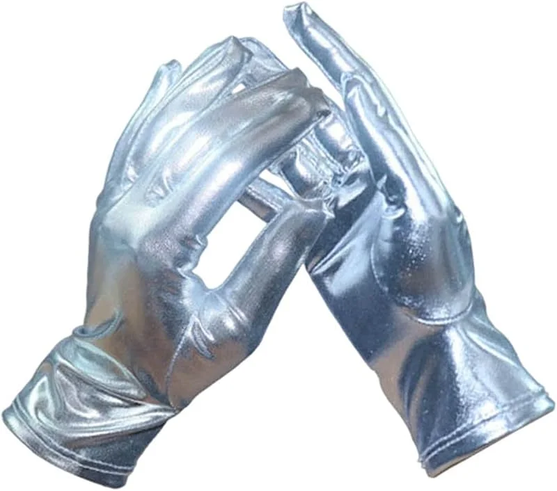 Marke: Generisch Generisch Kurze Handschuhe Für Damen, Metallic Glitzer Handschuhe Shine Zubehör Gloves Prinzessin Show Tänzerin Flapper Girl Diva Abendkleid Kostüm Karneval Junggesellenabschied Mottoparty — Weihnachtsmode