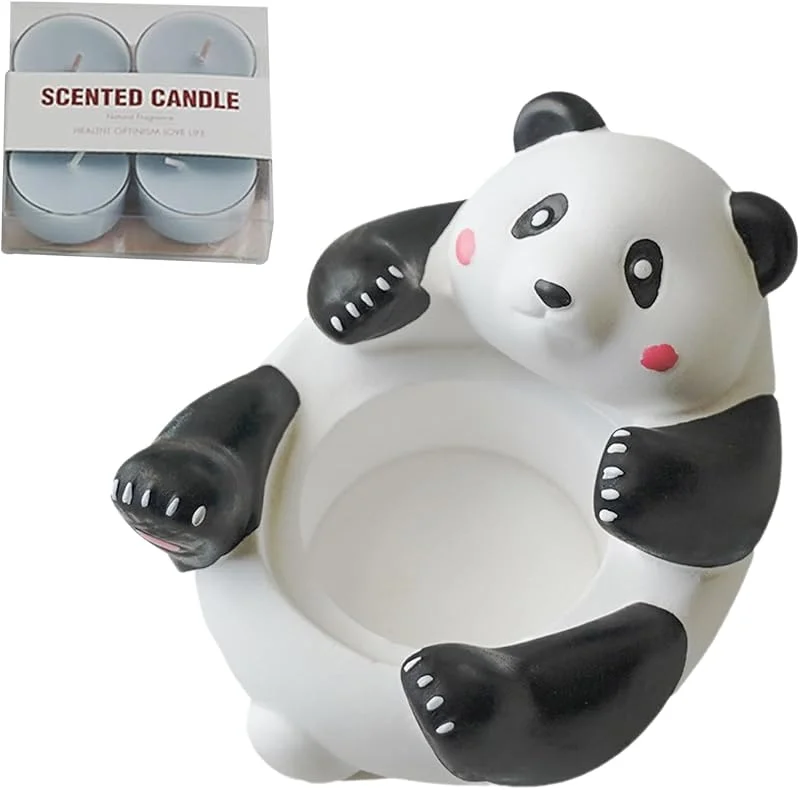 Marke: Generisch Farbige, niedlicher Panda-Statue-Halter mit 4 duftenden — Kerzenlicht Abendessen