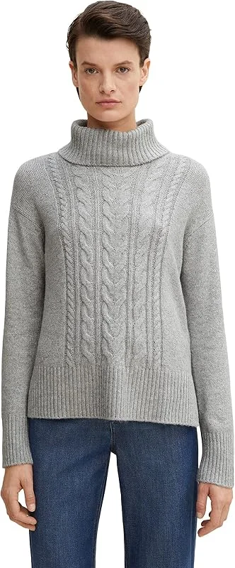 Besuche den TOM TAILOR-Store TOM TAILOR Damen Rollkragenpullover mit Zopfmuster — Weihnachtsmode