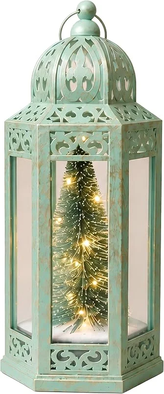 Marke: SHATCHI LED-Weihnachtsbaum-Laterne, batteriebetrieben, 30 cm, Grün — Weihnachtsbeleuchtung