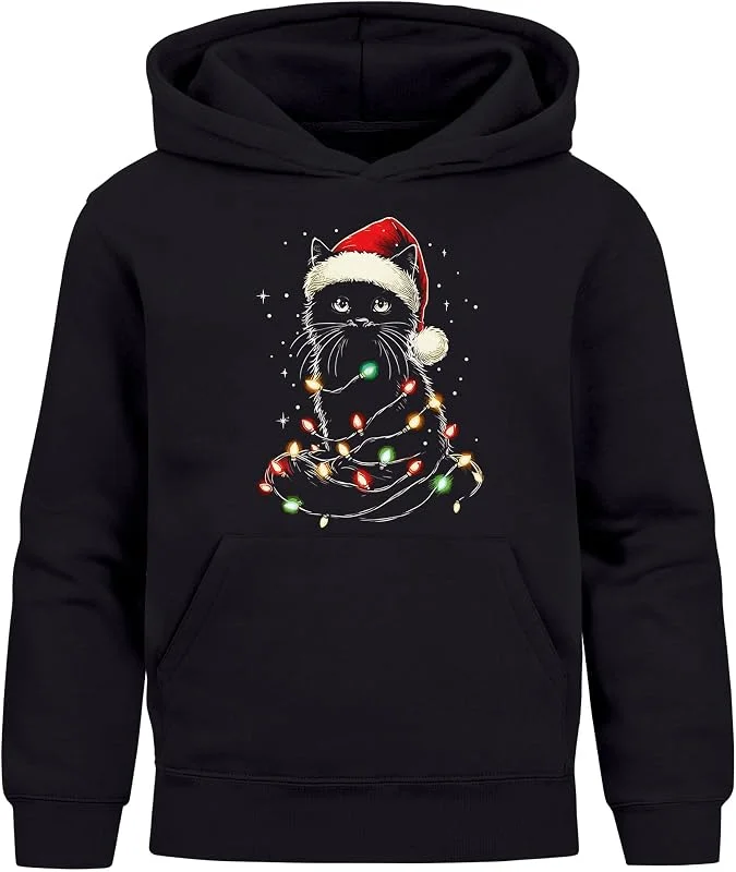 Besuche den MoonWorks-Store MoonWorks® Kinder Hoodie Weihnachtspullover Katze Jungen Mädchen Weihnachtsoutfit Kinder — Weihnachtsmode