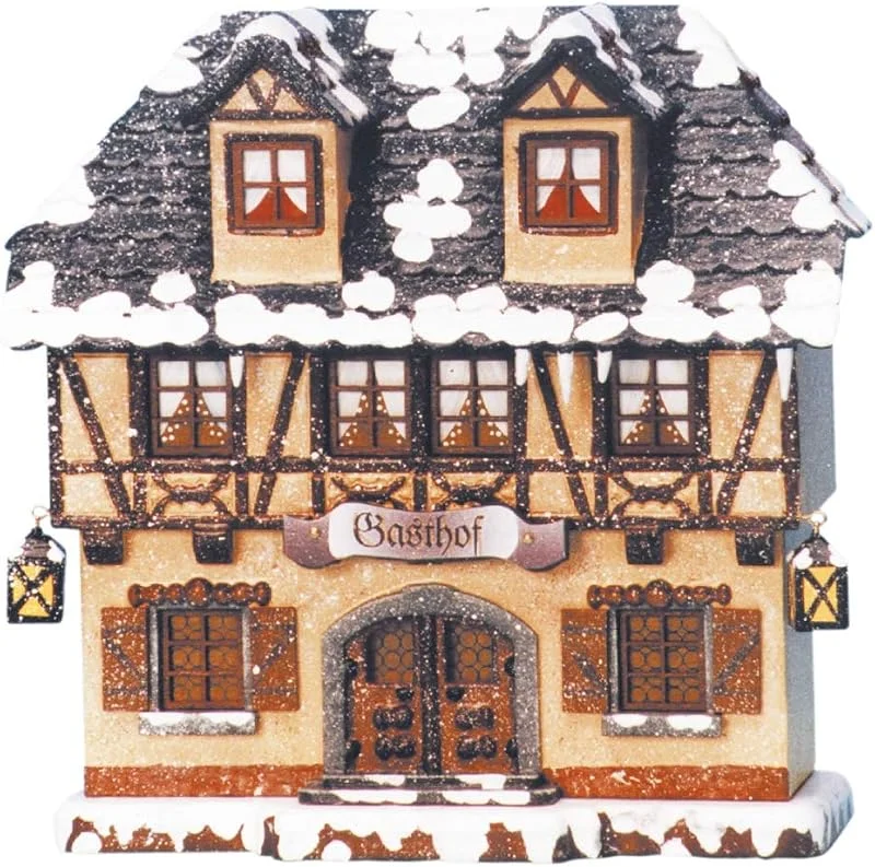 Marke: Hubrig Volkskunst GmbH Kleine Figuren & Miniaturen Winterhaus Gasthof beleuchtet - 15cm - Hubrig Volkskunst — Weihnachtsdeko