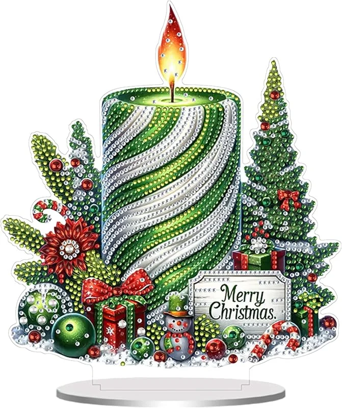Marke: Aodejoy Aodejoy Diamond Painting Aufsteller Tischdeko Weihnachten, 5D DIY Diamant Painting Weihnachtstischdeko, Diamant Malerei Stehend Kunst Set für Erwachsene Hausgeschenk Deko Geschenk-Kerze — Advent und Tisch