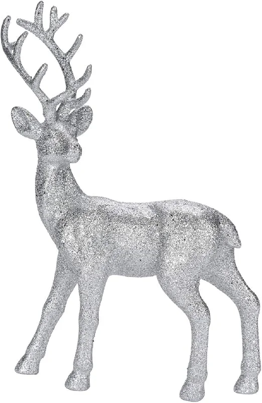 Marke: Posiwio Posiwio Trendiger dekorativer Glitzer - Hirsch Weihnachtshirsch in Silber oder rosa (Silber Glitzer, mittel) — Advent und Tisch