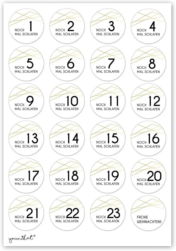 Besuche den younikat-Store younikat 24 Aufkleber Adventskalender Zahlen Ø 4 cm - dv388 — Geschenkverpackung
