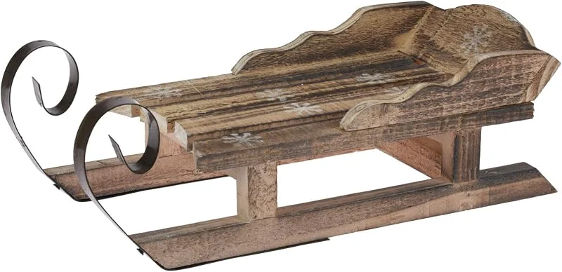 Besuche den Spetebo-Store Spetebo Deko Holz Schlitten mit Metallkufen - 47 cm, groß - Weihnachts Tischdeko im antiken Look - Winter Fenster Dekoration Kiefernholz geflammt Shabby chic — Advent und Tisch