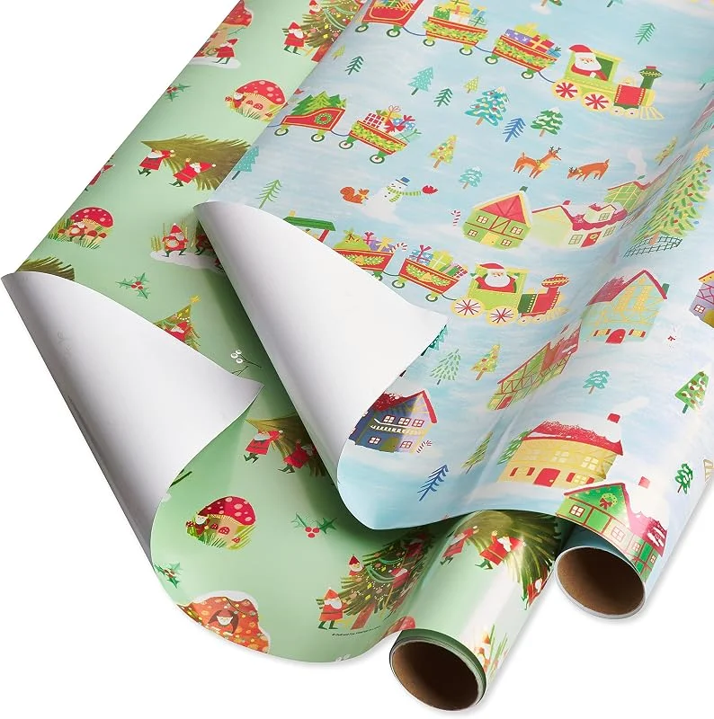 Marke: Papyrus Papyrus Weihnachts-Geschenkpapier, Zwerge und Weihnachtsmann-Zug (2 Rollen, 52, 5 m²) — Geschenkverpackung