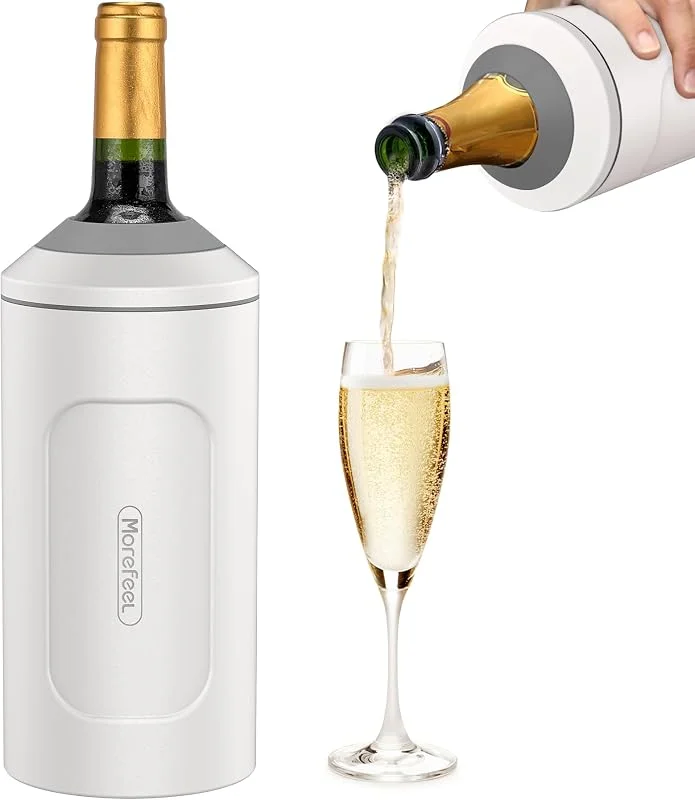 Marke: MoreFeel Weinkühler für Flaschen, ideales Geschenk für Weinliebhaber, Edelstahl, tragbarer Champagner-Kühler-Eimer, doppelwandig, vakuumisoliert, für die meisten 750-ml-Flaschen mit langlebiger — Wein und Festtafel
