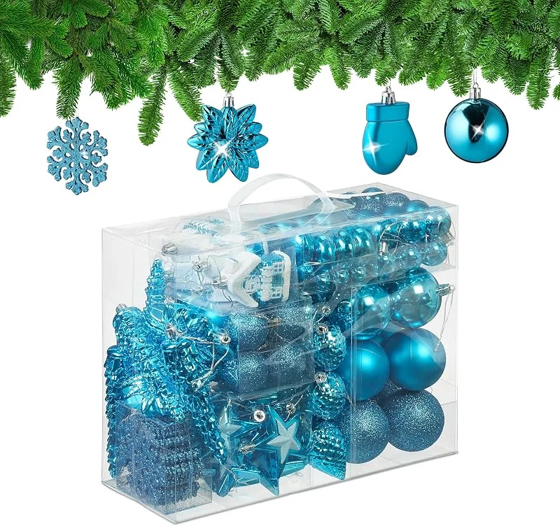 Besuche den Relaxdays-Store Relaxdays Weihnachtskugeln 100er Set, glitzernd, matt & glänzend, Baumschmuck, Kunststoff, versch. Designs, Farbwahl — Weihnachtsdeko