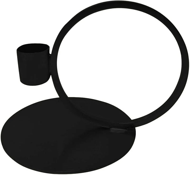 Besuche den LaLe Living-Store Stabkerzenhalter Geo, Eisen, Schwarz, H 10 cm — Kerzenlicht Abendessen