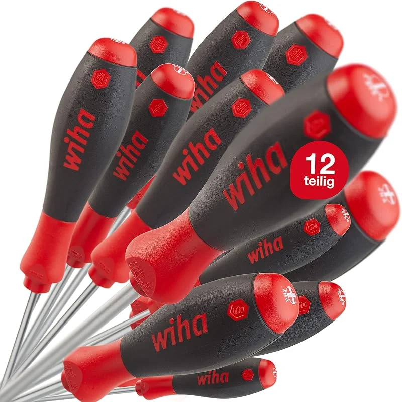 Besuche den Wiha-Store Wiha Schraubendreher Set SoftFinish® (41002), 12 tlg., Schraubenzieher Satz für Alltag, Handwerk und Industrie, Schraubwerkzeug für trockene Anwendungen, Schlitz, Phillips, Pozidriv, TORX® — Wein und Festtafel