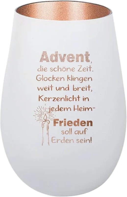 Besuche den Der-Porzellan-Laden-Store Windlicht mit Gravur Advent Spruch Teelichthalter — Advent und Tisch