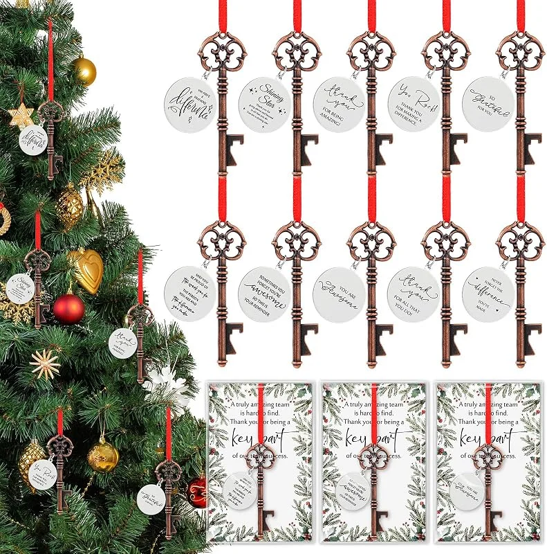 Marke: Landical Landical 20 Sets für Mitarbeiter, Weihnachtsgeschenke, Flaschenöffner, Ornamente, inspirierende Weihnachtsschmuck mit Karte, Team, Weihnachtsschmuck, Dankeschön-Geschenke für Kollegen, Lehrer — Wein und Festtafel