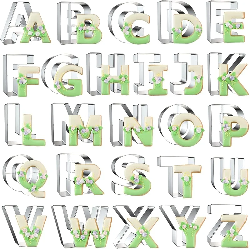 Marke: Xzhloym Alphabet-Buchstaben-Ausstechformen, groß, 7, 6 cm - 26 Stück, Edelstahl-Set für Fondant, Kekse, Obst, Teig, Geburtstag, Weihnachten, Neujahr und Feiertage — Weihnachtskueche