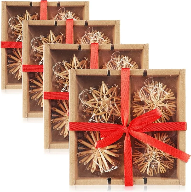 Besuche den com-four-Store com-four® 48-teiliges Christbaum-Schmuck, Stroh-Anhänger — Weihnachtsdeko