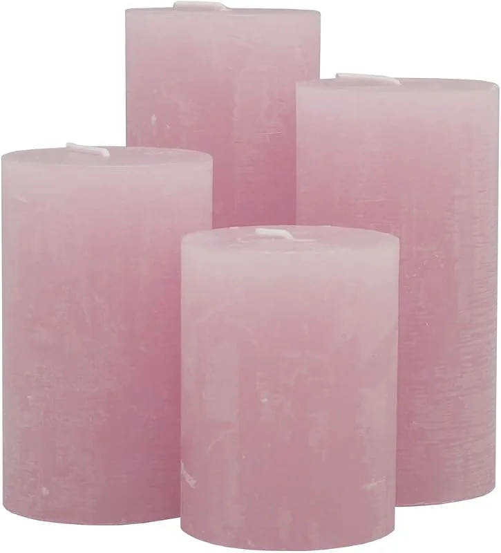 Besuche den DONAU HOME-Store Stumpenkerzen Rustik-Kerze, Rosa, 4 Stück, Ø 6 cm x 8, 10, 12, 14 cm, Unparfümiert, zur Dekoration im Wohnzimmer, Bad — Advent und Tisch