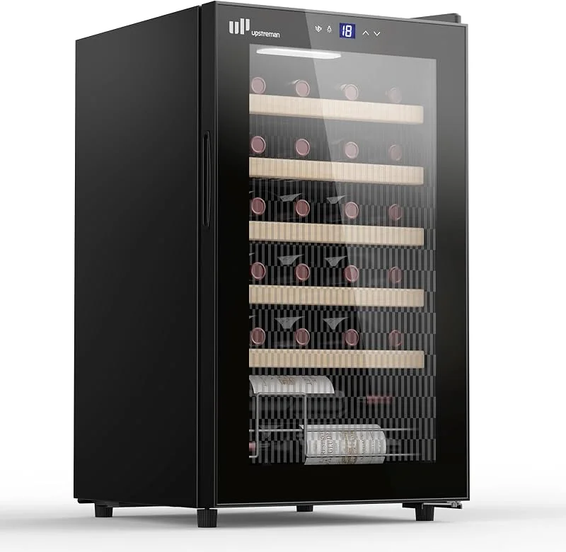 Besuche den Upstreman-Store Upstreman Weinkühlschrank mit Glastür, 24 Flaschen, W24-Schwarz — Wein und Festtafel
