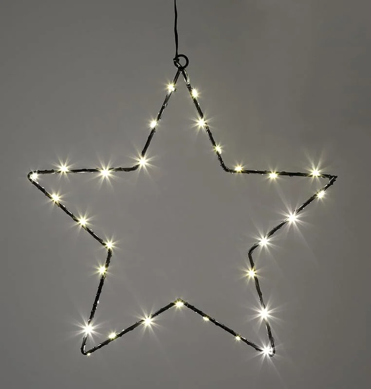 Besuche den Spetebo-Store LED Leuchtstern zum Hängen aus Metall in schwarz mit Timer - 30 cm - Stern Silhouette warm weiß beleuchtet für Innen — Weihnachtsdeko