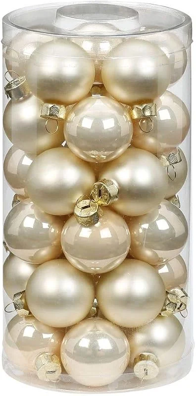 Marke: Magic Magic Weihnachtskugeln Glas 4cm, 30 Stück Christbaumkugeln Deko Weihnachten Farbe: Perle - Champagner — Weihnachtsdeko