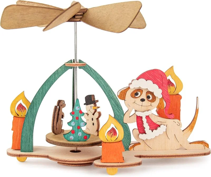 Marke: Hobaku HOLZ - BASTELN - KUHNERT Drechslerei Kuhnert - Hobaku Bastelset - Weihnachtliche Erdmännchen - Motiv: Wärmespiel - Dekoration aus Holz zum Zusammenbauen - Maße: ca. 16x7, 5x12 cm - Made in Germany — Weihnachtsdeko