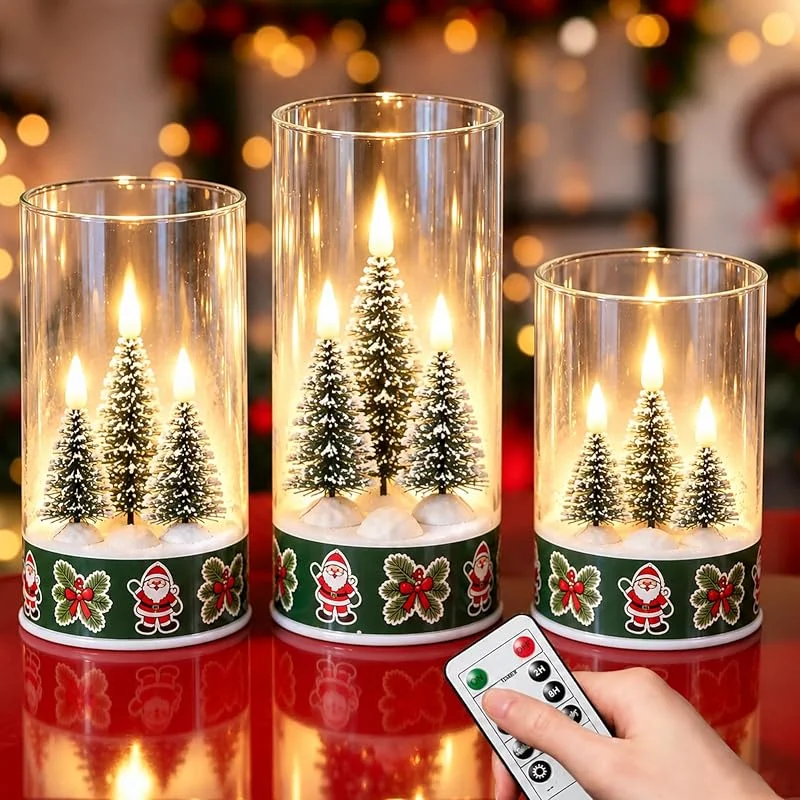 Marke: Sinlay Sinlay Weihnachtsdeko LED Kerzen mit Weihnachtsbaum, 3er Set, Timerfunktion — Weihnachtsbeleuchtung