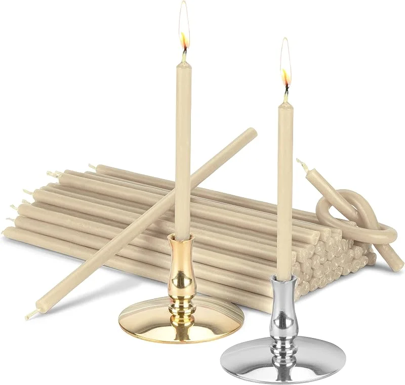 Besuche den NKlaus-Store NKlaus Set: Kerzenhalter mit weißen Stabkerzen, 16 cm, Paraffinwachs — Kerzenlicht Abendessen