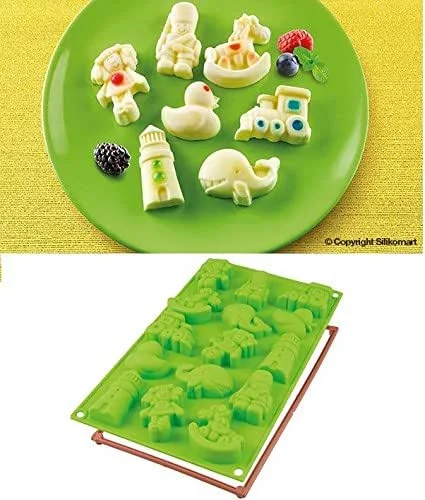 Besuche den silikomart-Store silikomart, SF208 Silikonform für FANCY TOYS Pralinen, antihaftbeschichtet, 15 Monoportionen, Themenspielzeug, 1er Pack Kuchenform, 300 x 175 mm, h 22 mm, Made in Italy — Weihnachtskueche