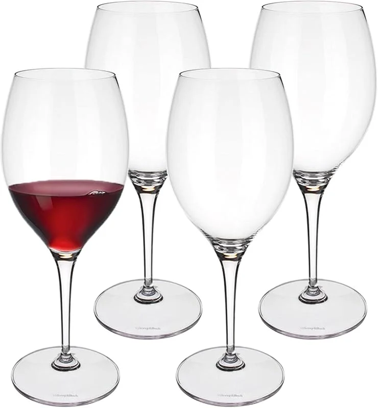 Besuche den Villeroy & Boch-Store Villeroy & Boch Maxima Bordeauxglas, 4er-Set, 650 ml, ? 25, 2 cm, Rotweingläser aus Kristallglas, Klar, Spülmaschinengeeignet — Wein und Festtafel