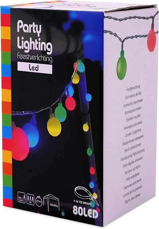 Besuche den Spetebo-Store Spetebo LED Party Lichterkette mit 80 Kugeln 16 m mit Netzteil - bunt — Weihnachtsbeleuchtung