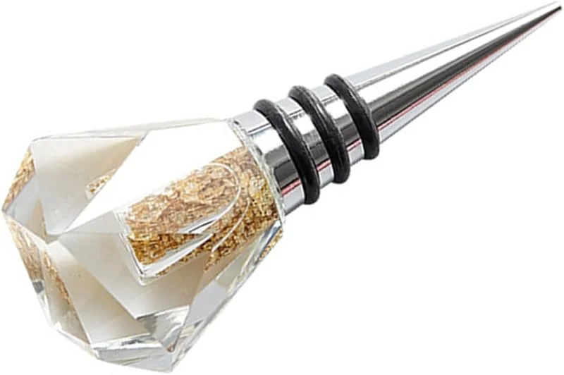 Marke: BESTOYARD BESTOYARD Eleganter Weinstopper aus Kristallglas mit Goldfolie Luftdichter Kreativer Weinverschluss für Weinflaschen Hoher Dichtungsleistung und Leichtem Gewicht Zufälliger Stil — Wein und Festtafel