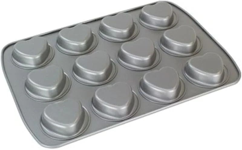 Marke: PME PME Nichthaftende Herzform Backblech, 12 cup, Grau — Weihnachtskueche