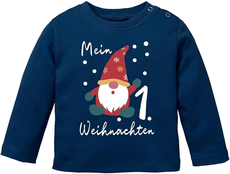 Besuche den MoonWorks-Store MoonWorks® Baby Langarmshirt Mein erstes Weihnachten Wichtel Aufdruck Xmas Outfit Babyshirt Jungen Mädchen — Weihnachtsmode