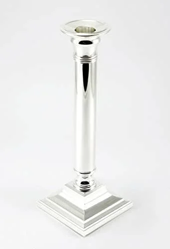 Besuche den Brillibrum-Store Design Kerzenhalter versilbert anlaufgeschütz Kerzenleuchter für Stabkerzen qudratisch 23 cm — Kerzenlicht Abendessen