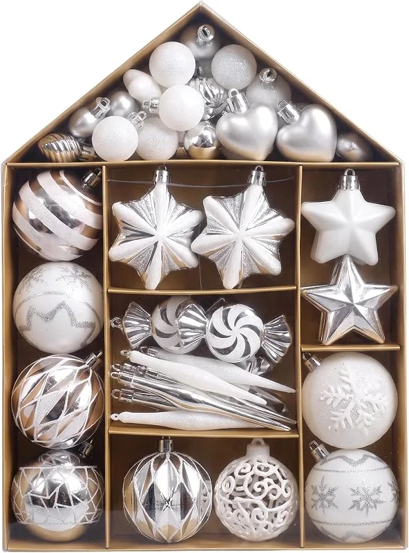 Marke: Ginwrek Weihnachtsbaumschmuck-Set, 73-teilig, bemalte Kugeln — Weihnachtsdeko