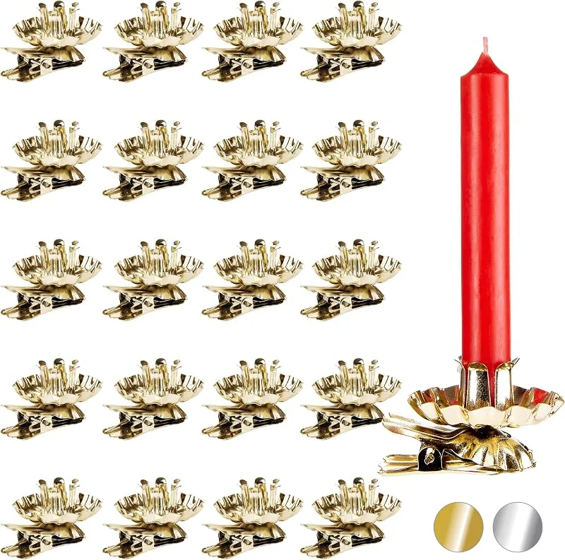 Besuche den BRUBAKER-Store BRUBAKER 40er Pack Baumkerzenhalter für Weihnachtsbaum — Advent und Tisch