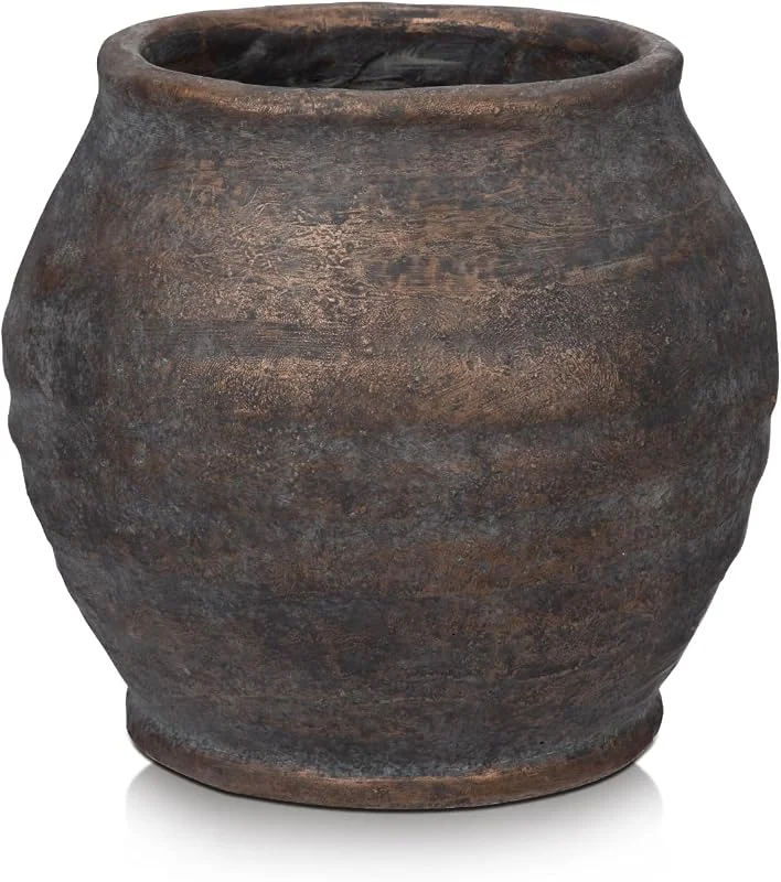 Besuche den Arborus-Store 15 cm Vase Vintage Blumenvase Zetment Dekovase Bruan Rustikal Tischvase — Kerzenlicht Abendessen