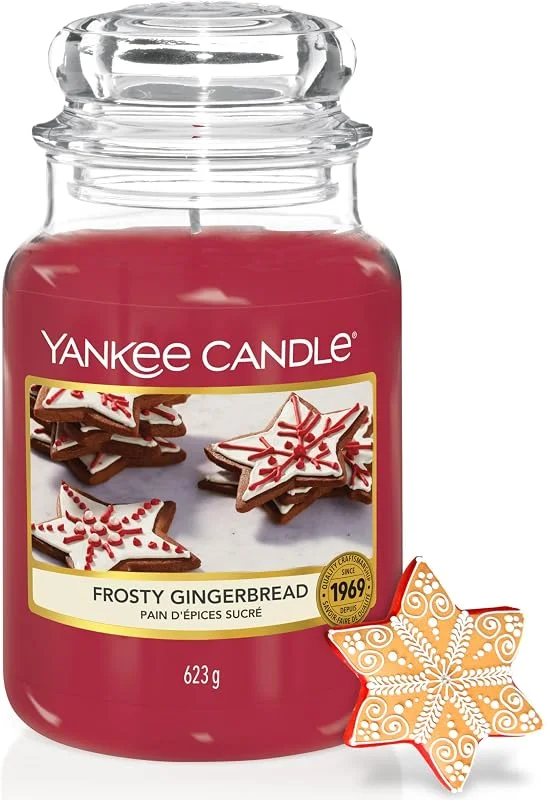 Besuche den Yankee Candle-Store Yankee Candle Duftkerze im Glas (groß), Frosty Gingerbread, Brenndauer bis zu 150 Stunden — Kerzenlicht Abendessen