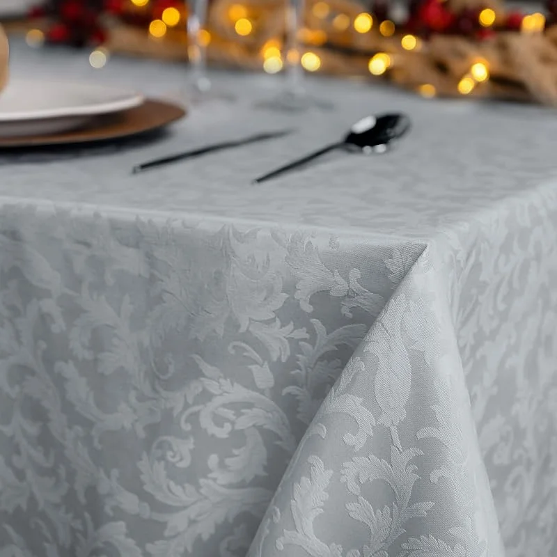 Marke: Giovanni Dolcinotti Giovanni Dolcinotti Tischdecke, rechteckig, schmutzabweisend, Weihnachten, 140 x 170 cm, Jacquard, Damast, 6-Sitzer, 100% Made in Italy, Farbe Grau — Küche & Haushalt