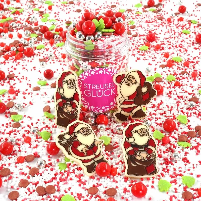 Besuche den STREUSEL GLÜCK wir streuseln Liebe-Store Streusel Glück Weihnachten Weihnachtsmann weiss rot grün silber 90g Weihnachtsstreusel Tannenbaum, essbare Tortendeko Christmas, Zuckerstreusel Plätzchendeko Plätzchen Kekse verzieren, Sprinkles — Weihnachtskueche
