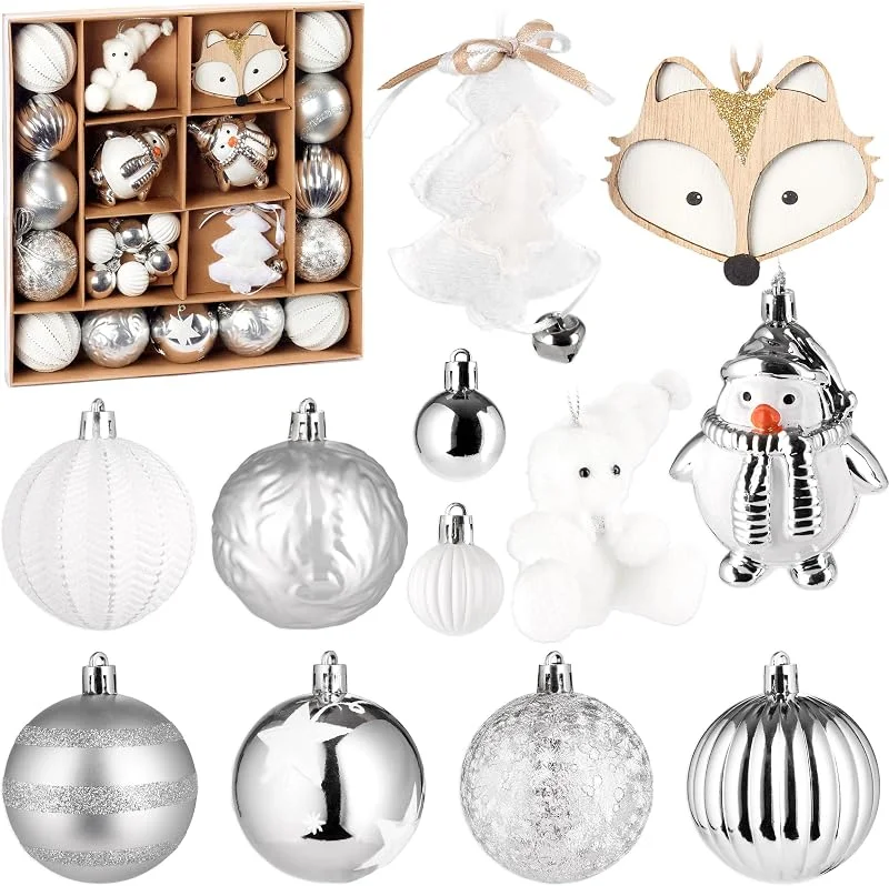 Besuche den BRUBAKER-Store BRUBAKER 24 Stück Christbaumschmuck mit Pinguinen, Eisbär & Fuchs Anhängern — Weihnachtsdeko